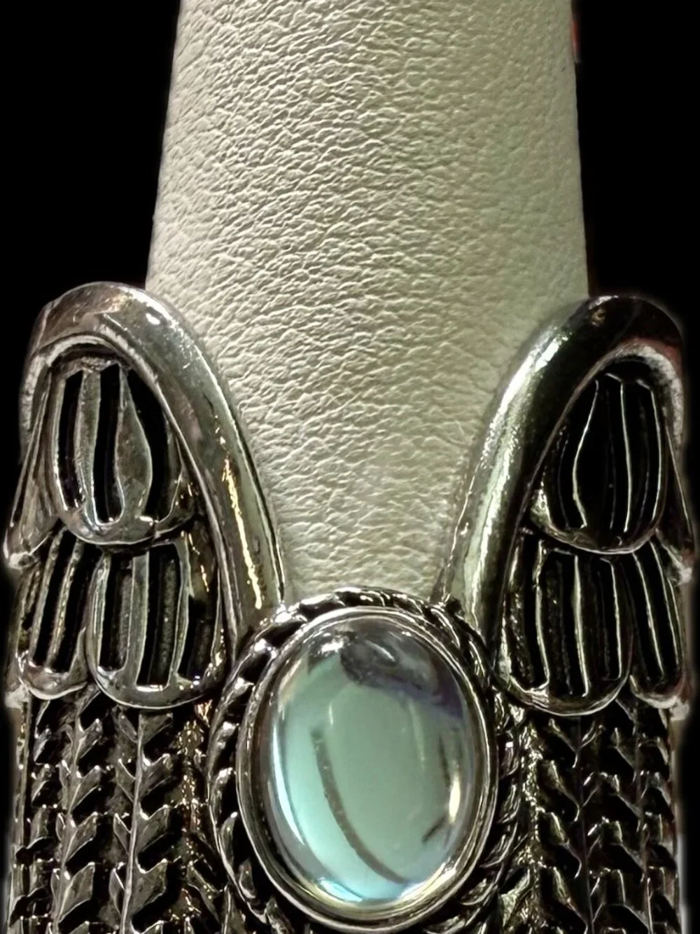 Angel Wings Moonstone Ring Sterling Silver